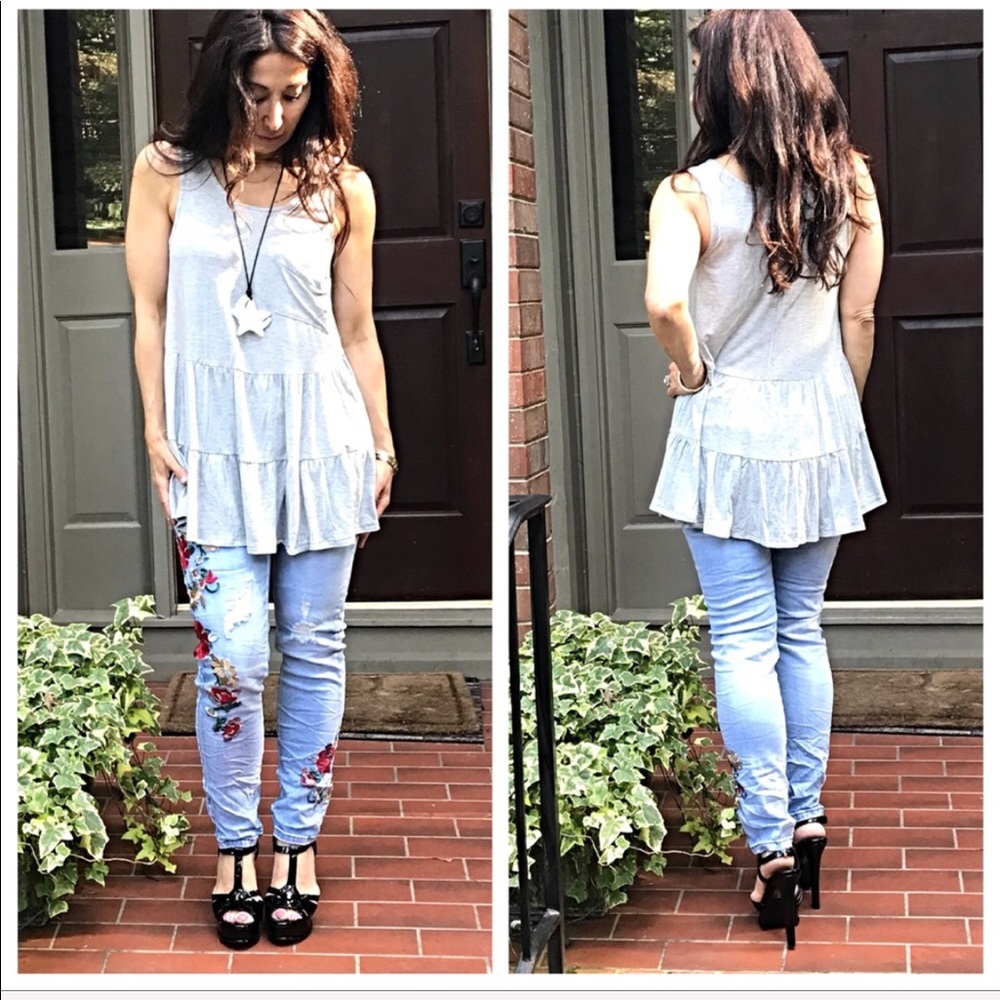Heather grey sleeveless swing baby doll top - Picture 5 of 6